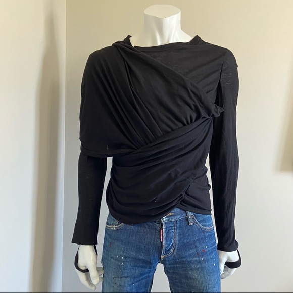 Rick Owens style unisex wrap shirt - Picture 4 of 8